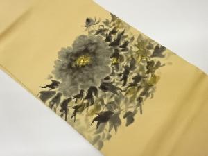 塩瀬手描き抽象花葉模様名古屋帯